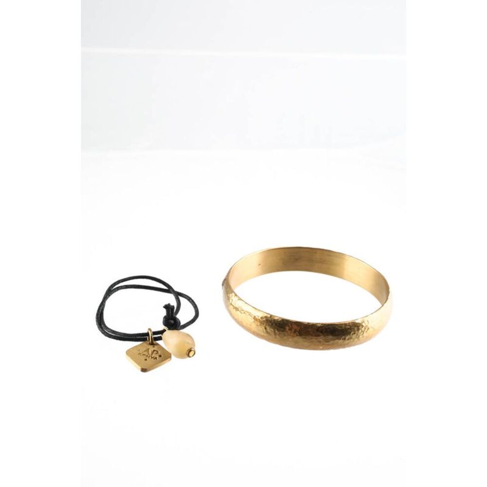 Ashley Pittman Womens Gold Tone Hammered Bangle Bracelet Set LL19LL